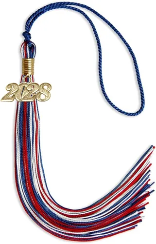 Vista 117 de Endea Graduation Borla mixta de triple color con gota de fecha dorada (negro/dorado/blanco, 2021)