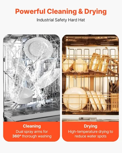 Vista 3 de VEVOR Lavavajillas integrado de 24 pulgadas, bañera de acero inoxidable, 14 ajustes de lugar y 8 programas de lavado, lavadora de bajo ruido