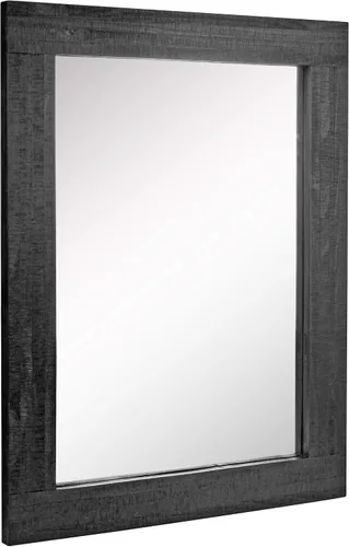 Vista 2 de Stonebriar 24" x 18" Rectangle Black Wood Frame Wall Mirror with Attached Hanging Brackets, Decorative Country Rustic Decor for The Living Room