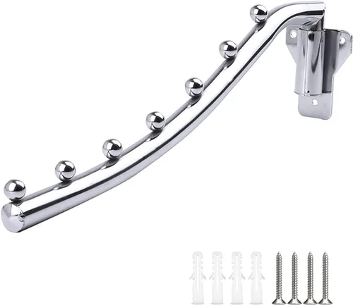 Perchero plegable de acero inoxidable para colgar ropa con soporte de brazo oscilante, sistema de almacenamiento de ropa que ahorra espacio, 1