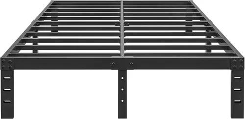 Vista 17 de ALDRICH Estructura de cama metálica individual de 16 pulgadas - Plataforma básica de listones de acero negro, fácil de montar, resistente y sin