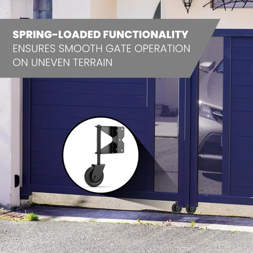 Vista 4 de Rueda de puerta con resorte – Ruedas de puerta resistentes – Ruedas para puertas de metal y puertas de madera – Rueda de rodillo de puerta de valla