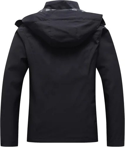 Vista 2 de OTU Chaqueta impermeable para mujer ligera impermeable con capucha para senderismo viajes al exterior