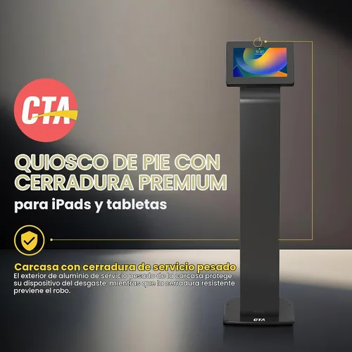 Vista 3 de CTA Digital Soporte de piso de quiosco de alta calidad, quiosco de soporte de piso con bloqueo - iPad 7ª/8ª/9ª generación de 10.2 pulgadas - Pro 11