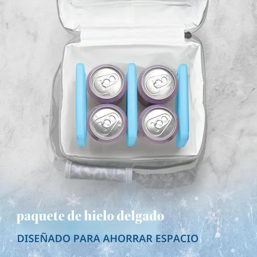 Vista 7 de Cool Coolers de Fit & Fresh - Paquete de 4 bolsas de hielo delgadas, paquetes de hielo reutilizables de congelación rápida que ahorran espacio