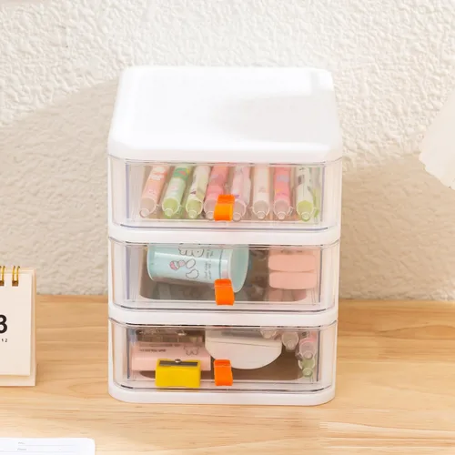 Vista 4 de Gagee Unidad de escritorio mini de 3 cajones, cómodas de plástico con cajones para arte y manualidades, herramientas pequeñas, accesorios