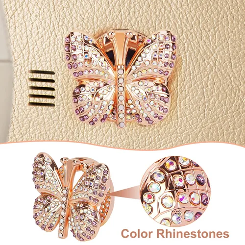 Vista 8 de Cubierta para botón de arranque y parada de automóvil, con diamantes de imitación de mariposa, bonita cubierta protectora de encendido, cubierta