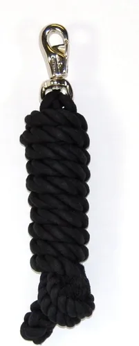 Hamilton Cuerda de plomo de caballo de algodón con broche de toro niquelado, 10 pies de largo por 3/4 pulgadas de grosor, negro, tachuela de caballo