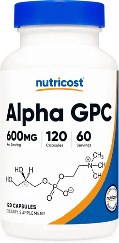 Vista 6 de Nutricost Alpha GPC 600 mg, 60 cápsulas vegetarianas - Sin OMG y sin gluten, 300 mg por cápsula