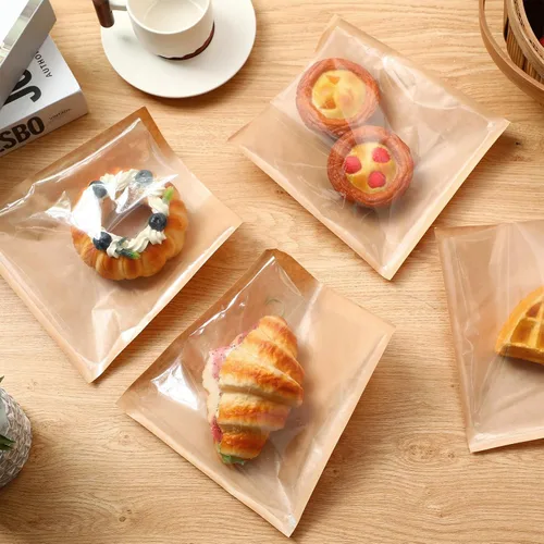 Vista 6 de Yeaqee 600 bolsas de panadería de 7.1 x 7.5 pulgadas, bolsa de dona sellable con ventana, bolsa de papel para sándwich, resistente a la grasa