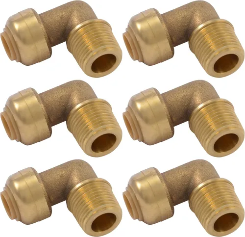 Vista 9 de SharkBite Codo de lavavajillas de 90 grados de 1/2 pulgada x 3/8 pulgadas, MNPT, empuje para conectar accesorios de plomería de latón, tubo PEX