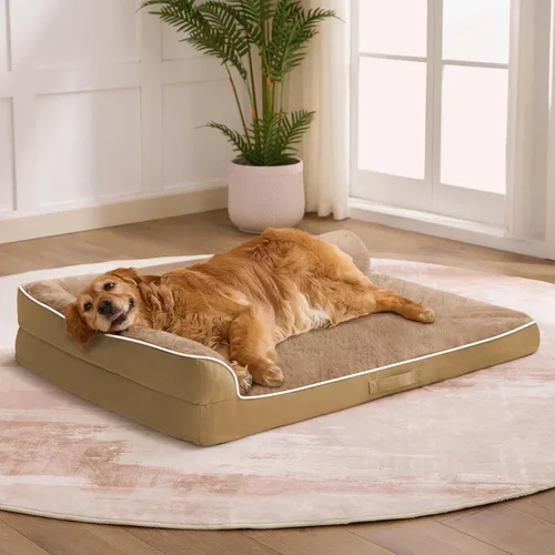 Vista 13 de Cama para perros de tamaño grande, cama ortopédica para perros grandes, cama impermeable para mascotas con funda extraíble lavable, sofá
