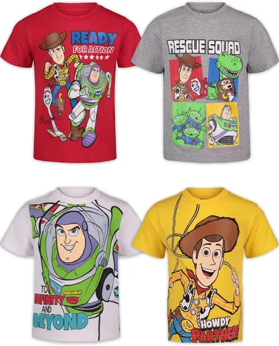 Disney Pixar Toy Story Rex Slinky Dog Buzz Lightyear 4 Pack T-Shirts Infant to Big Kid