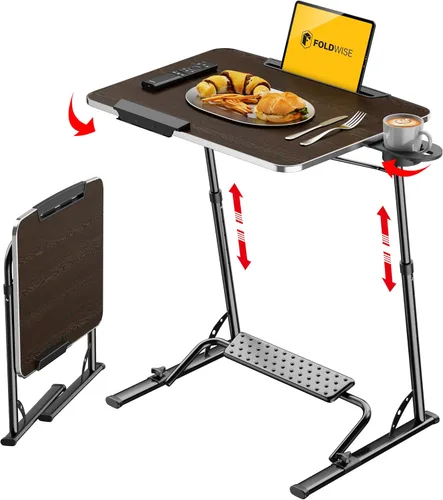 FoldWise - Mesa plegable mejorada para TV y portátil - Extra grande y resistente, mesa para sofá, altura y ángulo ajustable para cena, trabajo y TV