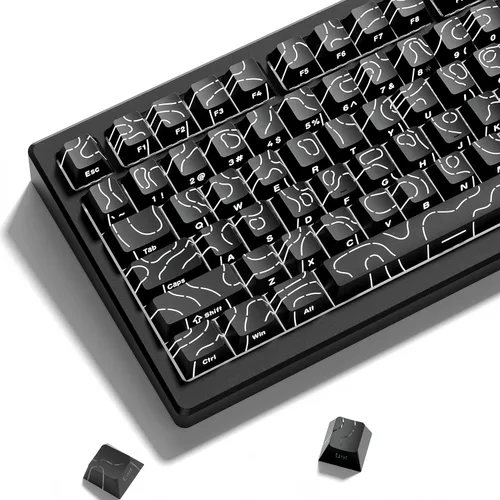 Vista 15 de dagaladoo Teclas de jade blanco PBT, estilo de tapas de teclas de cerámica, teclas de teclado translúcidas lindas, juego de teclas de perfil SA