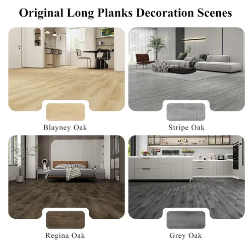 Vista 6 de MULGREAT Azulejos de piso adhesivos, paquete de 5 muestras de piso de vinilo impermeable, piso de lujo autoadhesivo con aspecto de madera