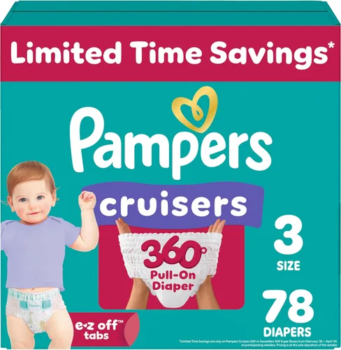 Vista 18 de Pampers Cruisers 360 Pañales - Talla 3, 26 unidades, pañales desechables para bebé, ajuste sin huecos
