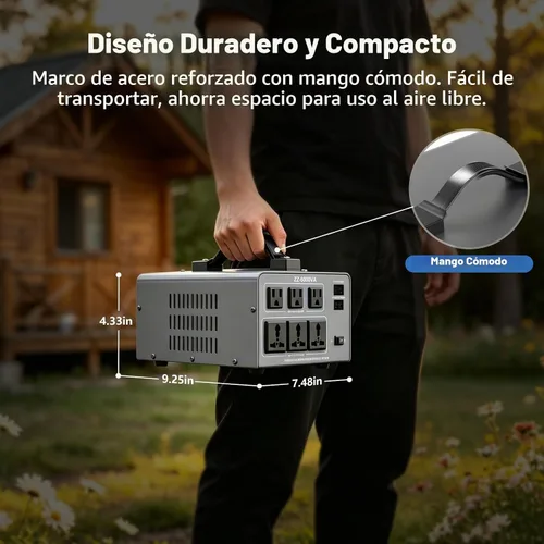 Vista 9 de Transformador convertidor de voltaje de 5000 W, elevador y descendente, 110 V/120 V a 220 V/240 V, reconocimiento automático de voltaje, convertidor