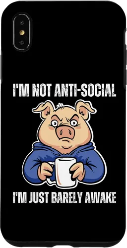 Vista 7 de Funda Pig I'm Not Anti-Social I'm Just Barely Awake vintage para iPhone 14