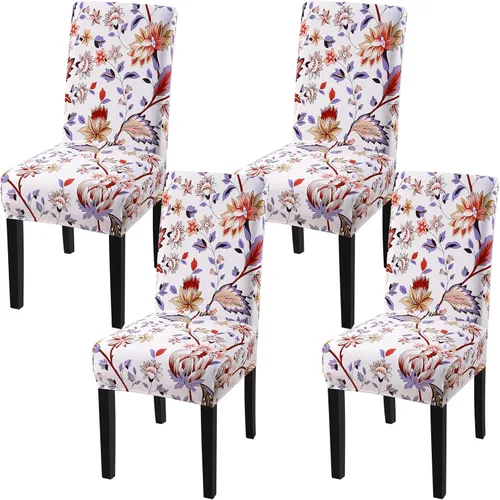 Vista 41 de Fuloon Paquete de 4 Fundas Protectoras para Asientos de Sillas de Comedor Súper Ajustadas Elásticas Extraíbles Lavables Cortas para Hotel, Comedor