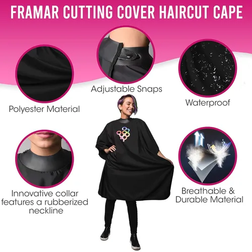 Vista 2 de FRAMAR Capa de corte de pelo profesional - Capas de corte de pelo para adultos, capa de salón para corte de cabello, capa de peluqueria profesional