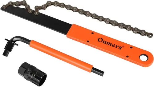 Vista 2 de Oumers Herramienta de extracción de casete de bicicleta con látigo de cadena y llave auxiliar, herramientas de extracción de piñones de bicicleta