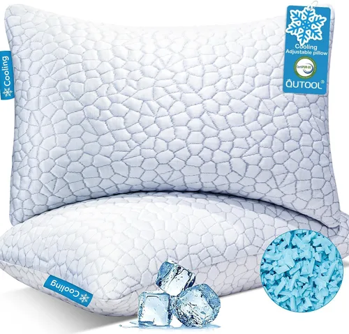Vista 9 de QUTOOL CertiPUR-US - Juego de 1 almohadas refrescantes mejoradas para dormir, de espuma viscoelástica triturada, tamaño estándar, para personas que