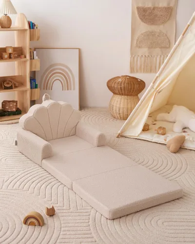 Vista 9 de Blissful Diary Sofá para niños, sofá plegable suave 2 en 1 para niños pequeños, silla cómoda para niños pequeños, sofá convertible a tumbona