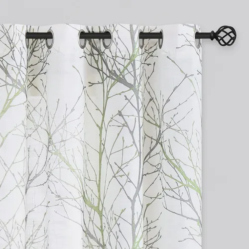 Vista 13 de FMFUNCTEX Cortinas de lino semitransparentes para dormitorio, cortinas blancas y negras de 45 pulgadas de largo para sala de estar, cortinas