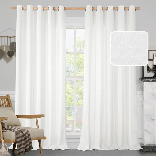 Vista 40 de LAMIT Cortinas de Lino Blancas Semitransparentes para Dormitorio, Paneles Filtrantes de Luz, Cortinas de Lino con Ojales de Protección de Privacidad