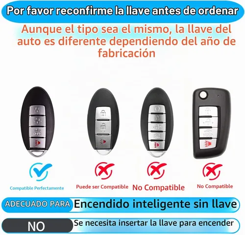 Vista 2 de para Nissan Funda para Llavero Compatible con Altima Maxima Rogue Armada Pathfinder, Carcasa para Llave Inteligente (Negro, 4 Botones)