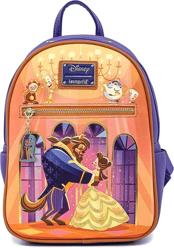 Loungefly Disney Beauty and the Beast Ballroom Scene - Bolsa de hombro para mujer, doble correa, talla única, multicolor
