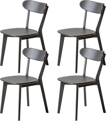 Vista 11 de Sillas de comedor 100% madera de roble macizo, prácticas sillas de cocina para comedor, cocina, sala de estar (1, negro)