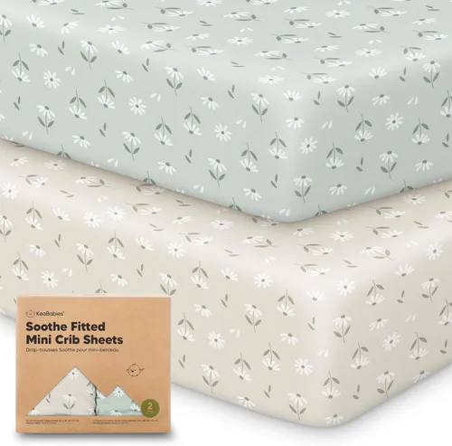 Vista 31 de 2 paquetes de sábanas ajustadas para mini cuna - 38x26 sábanas Pack N Play para colchón Pack and Play, algodón orgánico, ropa de cama transpirable