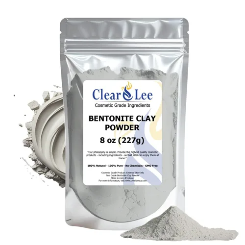 ClearLee Arcilla de bentonita polvo de grado cosmético, polvo natural 100% puro, arcilla india, ideal para desintoxicación de la piel,