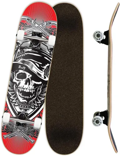 Vista 11 de Yocaher Skull Series Pro Complete Skateboard for Beginners & Teens - 7.75” x 31” Double Kick Concave Maple Wood Deck, ABEC-9 Bearings, 54mm Wheels