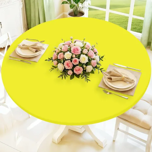 Vista 11 de Moosfor Round Spandex Tablecloth, Elastic Fitted Waterproof Tablecloths for 18"-24" Tables, Stretch Washable Picnic Table Cover for Camping, Dining