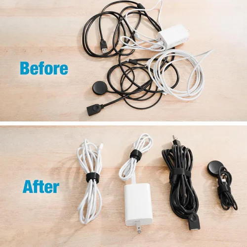 Vista 5 de 100 bridas para cables de 8 pulgadas, gestión de cables reutilizables, organizador de cables debajo del escritorio, clips para cables y envoltura