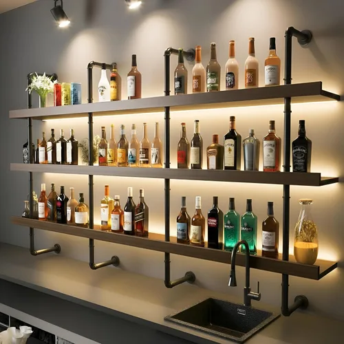 Estantes flotantes para bar, 39.5" moderno estante de vino montado