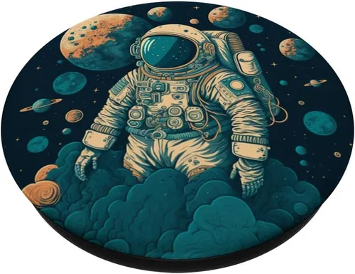 Vista 2 de Astronauta espacial y los planetas PopSockets intercambiables PopGrip