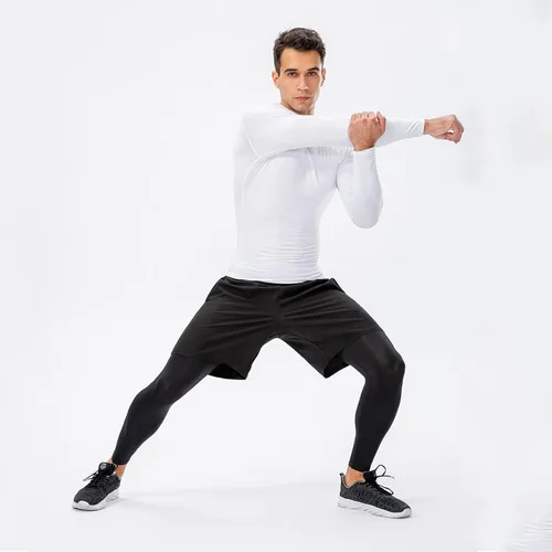 Vista 5 de Camisas de compresión de manga larga para hombre, camiseta de entrenamiento atlético, capa base, capa base de secado rápido para deportes