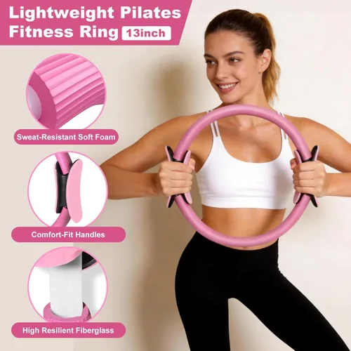 Vista 3 de Pilates Kit for Home Workouts, Pilates Equipment Ring and Ball Set with Hip Thrust Belt, Pilates Essentials Kit for Women, Home Pilates Workout