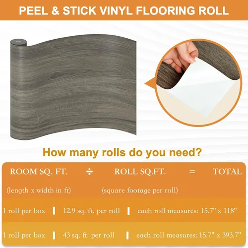 Vista 6 de Oxdigi Rollo de Piso de Vinilo para Despegar y Pegar - 15.7" x 393.7" (43 Pies Cuadrados) Azulejos de Piso de Vinilo Autoadhesivos y Extraíbles