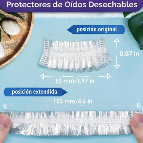 Vista 2 de 100 piezas de cubiertas para los oídos para la ducha, desechables, de plástico resistente al agua