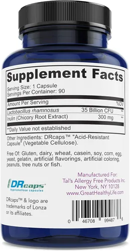 Vista 3 de TAL'S Suplemento de probióticos y prebióticos Alive 90 unidades - 35 mil millones de UFC Tapas DR para una absorción efectiva Promueve una