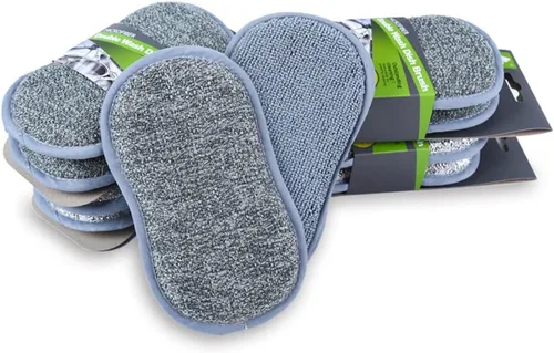 Vista 6 de Esponja de microfibra de doble acción para cocina, esponjas multiusos para cocina, esponja de microfibra antiarañazos junto con fregado resistente
