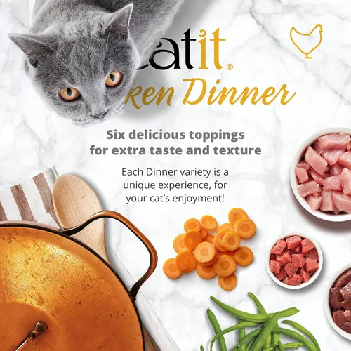 Vista 3 de Catit Cena de pollo con atún y col rizada: comida húmeda hidratante y saludable para gatos de todas las edades
