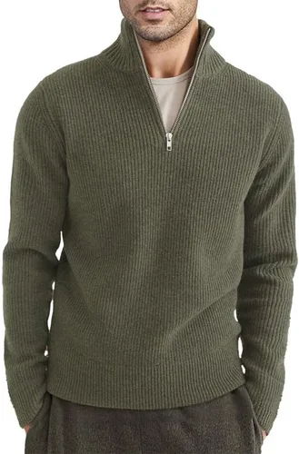 JMIERR Suéter con cremallera de un cuarto para hombre, cuello alto, polo, ligero, suéter de punto de cuello alto con borde acanalado