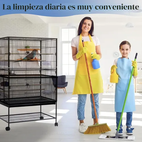 Vista 7 de Daoeny Cubierta grande para jaula de pájaros, protector de semillas para jaula de pájaros, red de malla de nailon suave y aireada ajustable