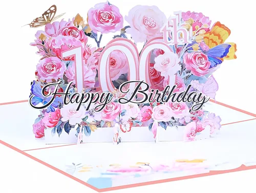 NAVWOD Tarjeta de feliz cumpleaños número 100, tarjetas de cumpleaños número 100 para mujeres, regalos de cumpleaños número 100 para mujeres,